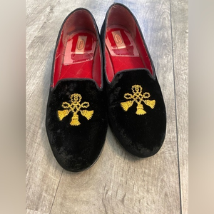 VINTAGE Black Velvet Womens‎ Talbots Embroidered Flats Shoes Sz 9